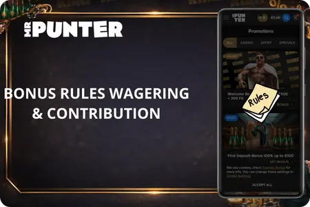 MrPunter bonus rules, wagering and contributions to the game