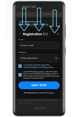 Enter your email and password to activate MrPunter casino bonus